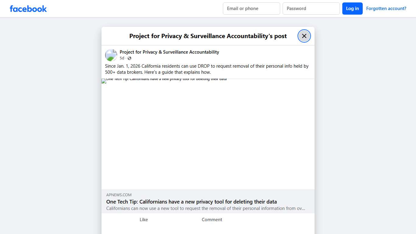 Since... - Project for Privacy & Surveillance Accountability Facebook